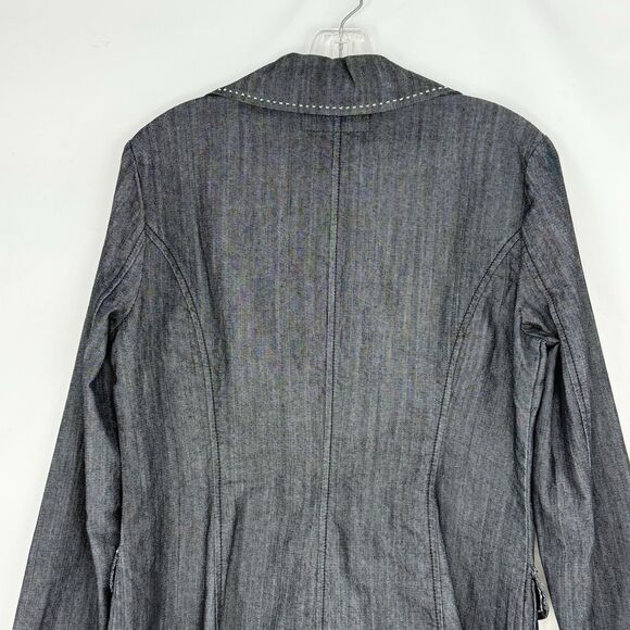 Denim Jacket BACCINI Womens Long Sleeve Buttoned Black Size M - Picture 6 of 16